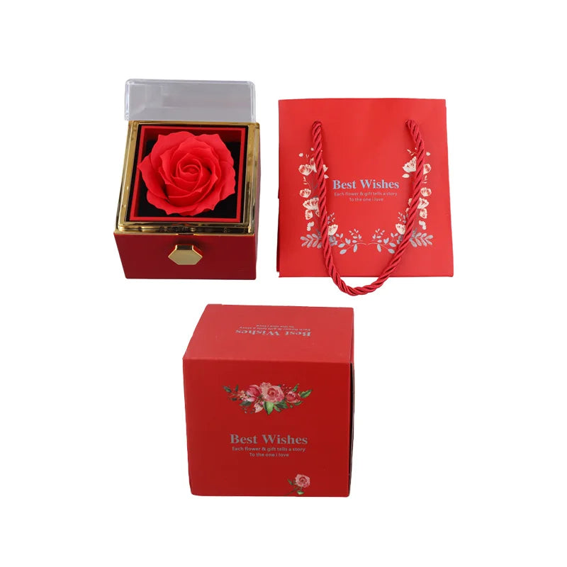 otating Eternal Rose Jewelry Box – Perfect for Valentine's or Wedding Gifts for Lovers