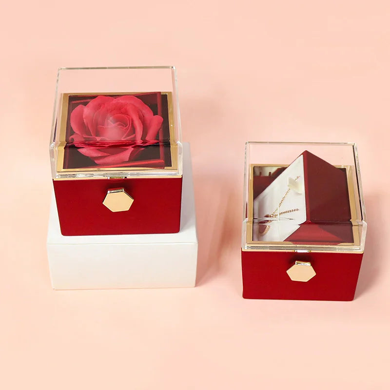 otating Eternal Rose Jewelry Box – Perfect for Valentine's or Wedding Gifts for Lovers