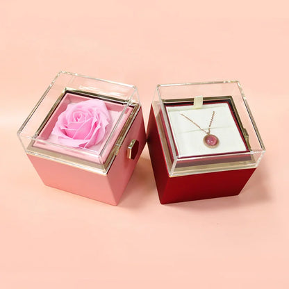 otating Eternal Rose Jewelry Box – Perfect for Valentine's or Wedding Gifts for Lovers