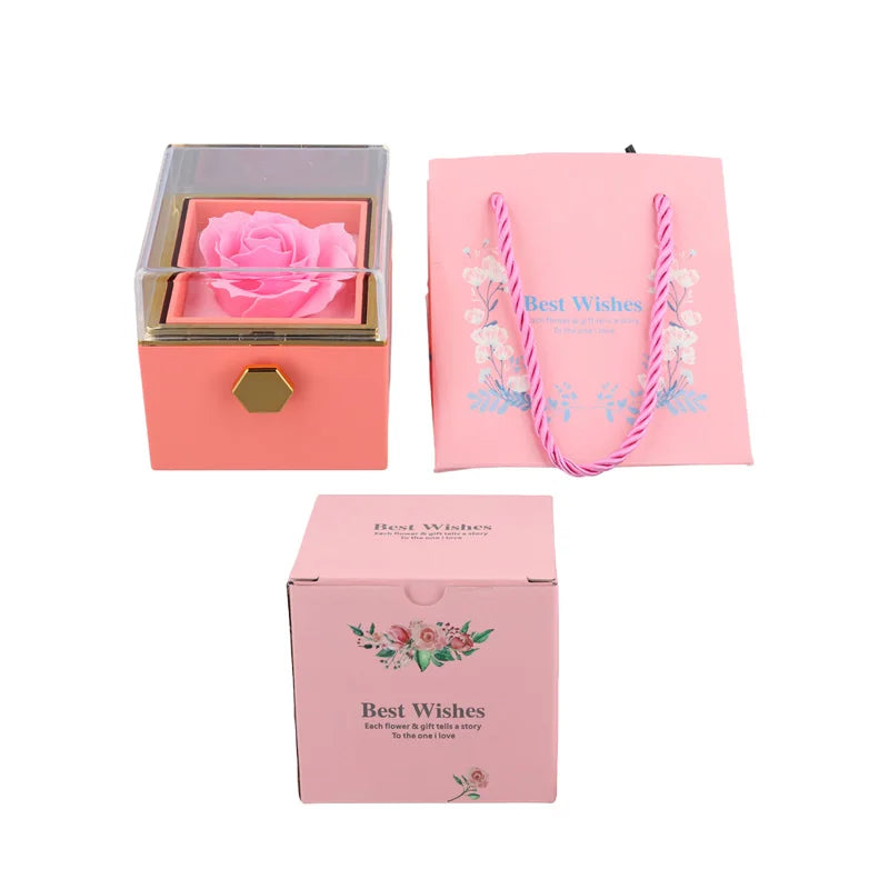 otating Eternal Rose Jewelry Box – Perfect for Valentine's or Wedding Gifts for Lovers