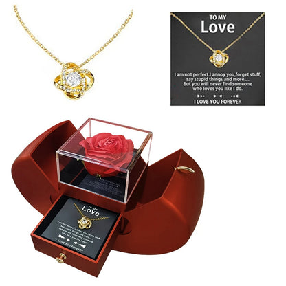 Apple-Shaped Eternal Rose Gift Box with Necklace – Perfect Gift for Her